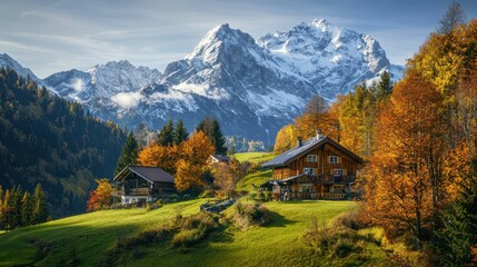 Cozy Mountain Haven Nestled Among Snow-Capped Peaks