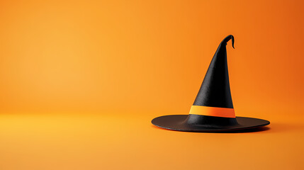Fototapeta premium Witch's Hat with Orange Band Against Warm Orange Background