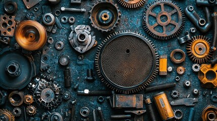 Creative Composition of Oil Filters and Mechanical Gears Arrangement