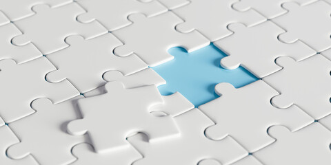 A piece of the jigsaw puzzle is missing.3d rendering