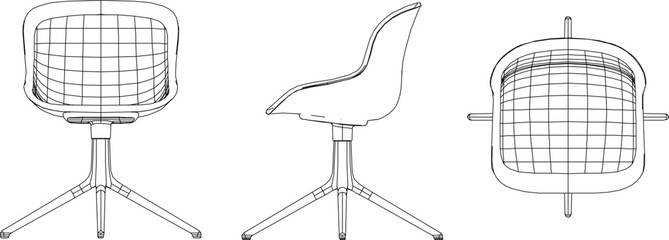 silhouette vector sketch illustration of detailed design of sitting chair for office worker