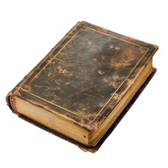 Ultra realistic uhd depiction of antique church hymnal with worn leather cover and aged pages on transparent background perfect for design purposes