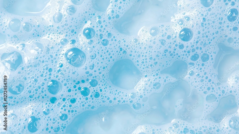 Poster soft, vibrant blue foam creates a mesmerizing pattern of bubbles, reflecting light in a tranquil atm
