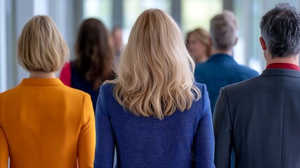 Diverse Group of Professionals Walking Together in Modern Office