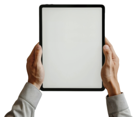 PNG Hands holding blank tablet screen