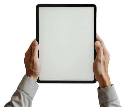 PNG Hands holding blank tablet screen