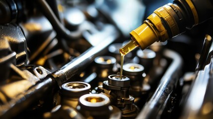 Detailed Technical Image of Lubricant Being Applied in Engine