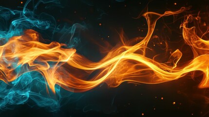 Fototapeta premium Dramatic Artistic Representation of Liquid Flames and Smoke Effects
