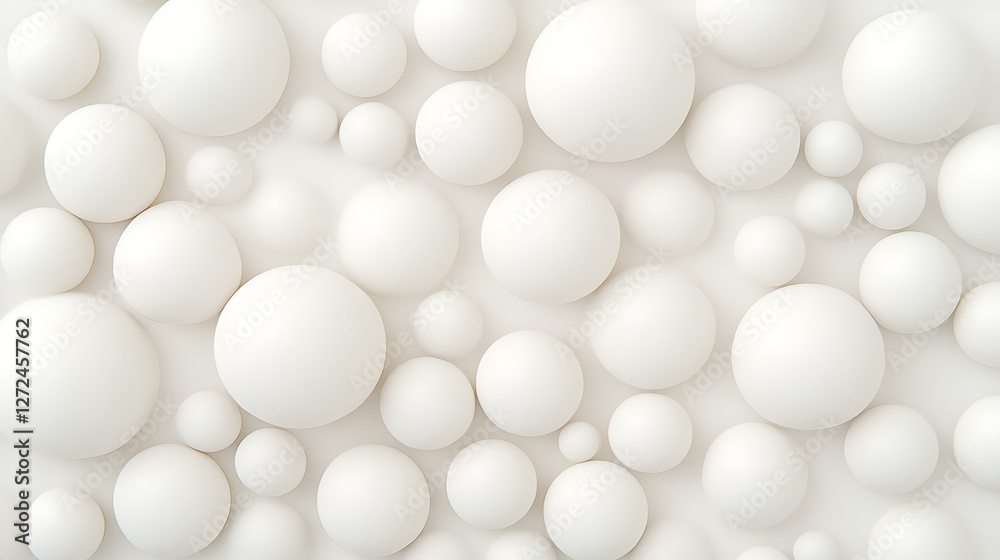 Poster three dimensional white spheres array background pattern modern texture design conceptual art.