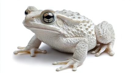 Fototapeta premium White Toad with Black Spots on White Background
