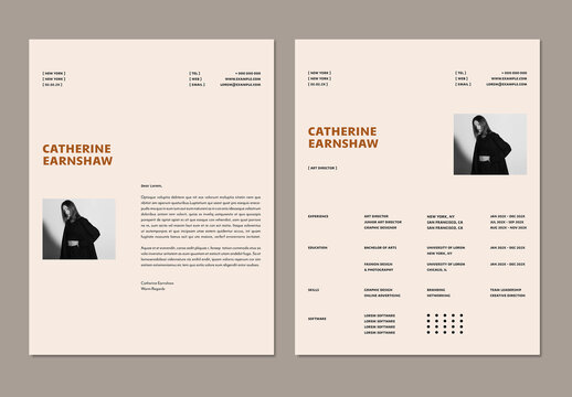 Minimalist Modern Resume and Cover Letter Layout Template with Photo