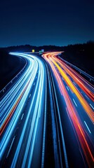 Dynamic Action Shot of Illuminated Traffic Trails at Night