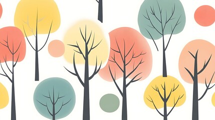 Abstract pastel trees in a stylized landscape