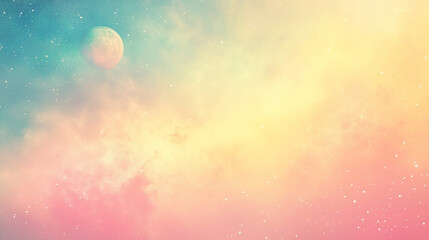 Fototapeta premium Ethereal soft pastel space dust intermingled with distant planets creating a surreal cosmic landscape scene