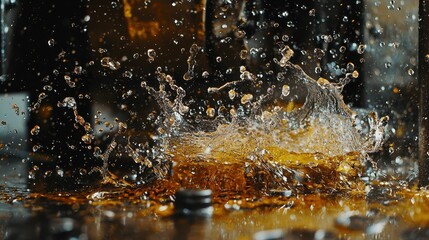 Dynamic Scene of Lubricant Splashing on Mechanic Work Surface