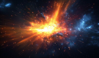 Black sky illuminated with radiant beams of colorful laser lights, creating a surreal nocturnal spectacle