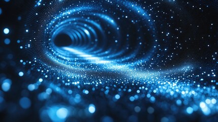 Obraz premium Blue digital swirl tunnel, cosmic background, abstract art, website design