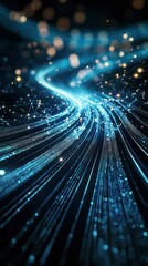 Futuristic Digital Network Concept with Glowing Light Trails