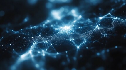 Abstract Network of Light Points and Lines, Digital Connectivity Concept