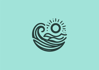 A smooth and flowing ocean wave logo symbolizing movement, power, and tranquility with a modern touch.