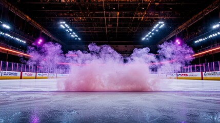 Dramatic Purple Lit Ice Rink Arena  Winter Sports  Hockey  Competition