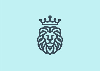 A majestic lion and crown logo representing power, leadership, and royalty with a bold, regal style.
