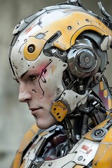 Fototapeta premium Futuristic Android Portrait with Intricate Mechanical Details