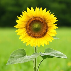 Fototapeta premium Bright sunflower standing tall in a lush green field under a clear sky