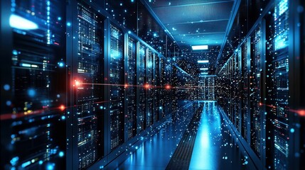 Fototapeta premium High-Tech Engineering Blueprint of Next Generation Data Center