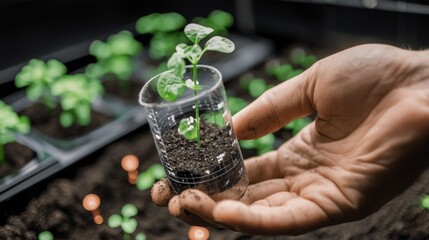 Smart Agriculture  Seedling in Beaker  Growth  Farming