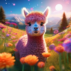 Fototapeta premium Niedliches Alpaka