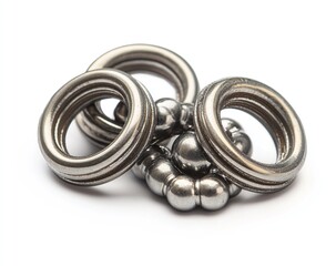 Fototapeta premium Close-up of metallic rings and ball bearings, showcasing intricate details and metallic sheen.