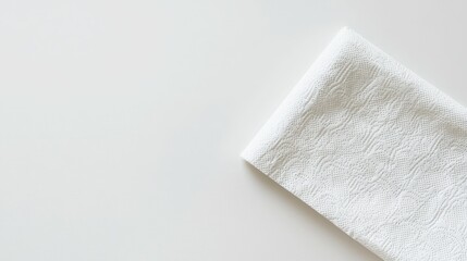 Fototapeta premium Minimalist Composition with a Single White Towel on Light Surface