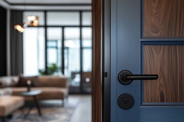 Obraz premium Open door to modern living room