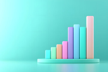 Rising curve and data analysis concept 3D rendering