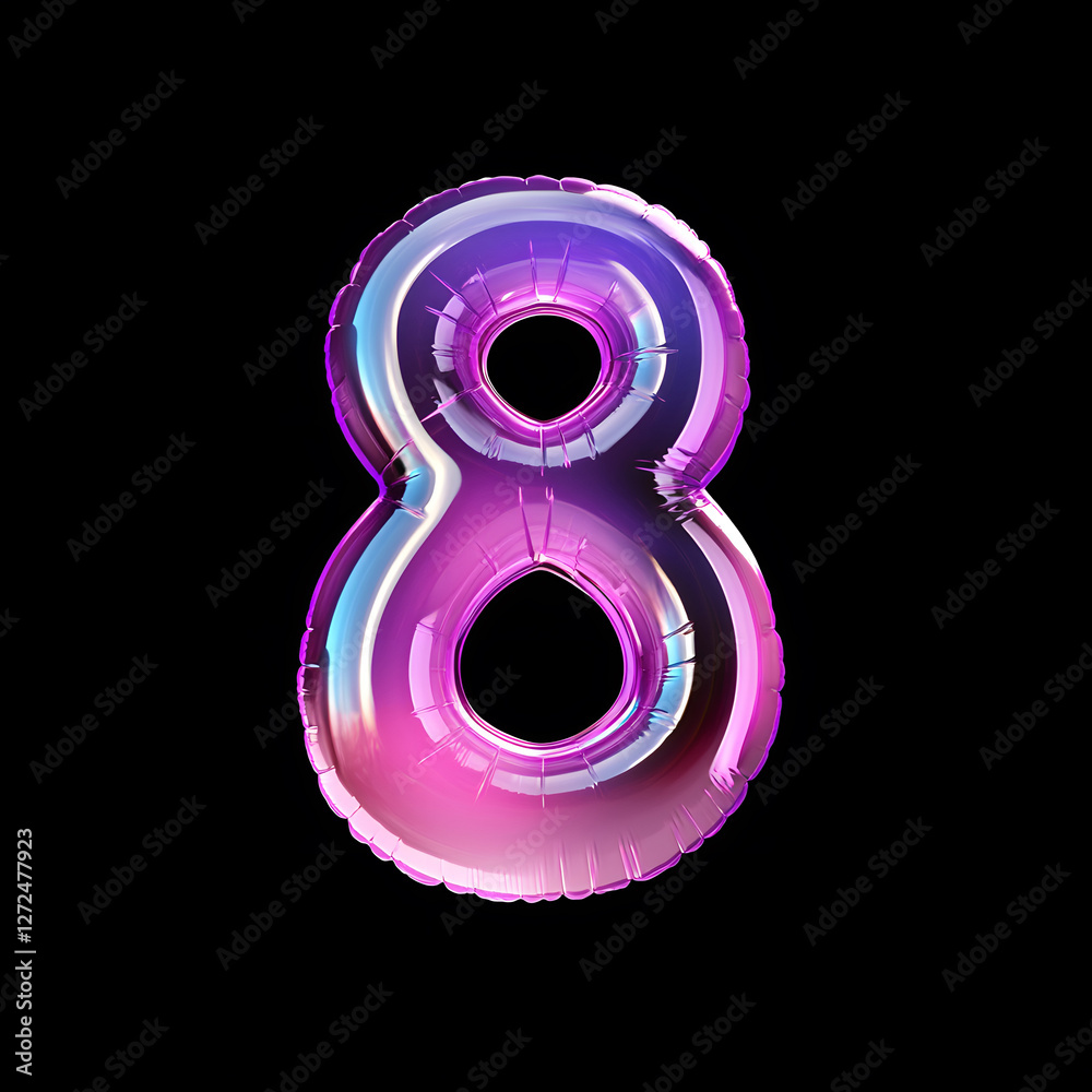 Fototapete 3d rendering number font 8, countdown concept of number 8