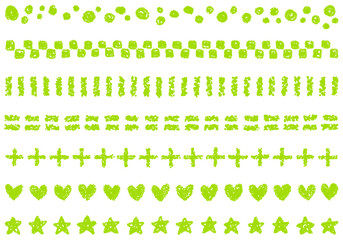 手描きのクレヨン素材　いろいろな飾りラインセット