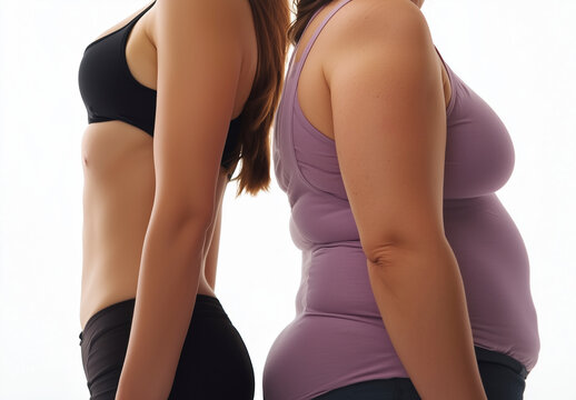 Slim vs. Overweight Female Body Comparison: A Visual Guide to Healthy and Unhealthy Body Composition and Weight Management