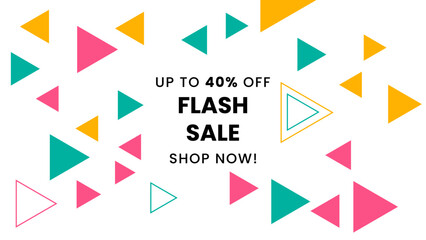 Simple Flash sale geometric background with 40% percent discount