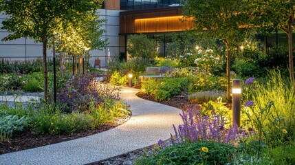 Modern Sustainable Garden Design in Hospital Environment