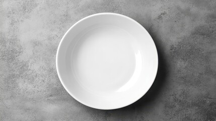 Empty White Plate on Gray Background for Minimalist Table Setting
