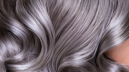 Naklejka premium Elegant Silver Hair with Beautiful Shine and Soft Waves