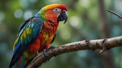 Obraz premium Vibrant parrot perched on branch