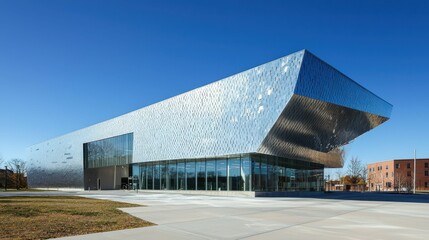 Obraz premium Modern Urban Building with Unique Fireproof Design and Structure