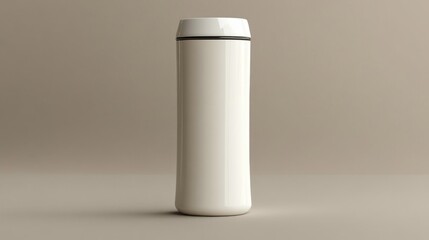 White Stainless Steel Thermos Bottle with Insulated Design in Neutral Background