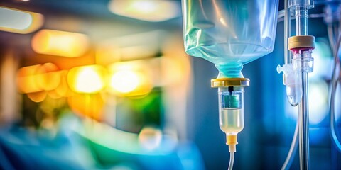 Medical IV Drip Bag Closeup: High-Resolution Stock Photo