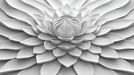 Elegant Abstract Representation of a White Flower with Layered Petals and Serene Aesthetic