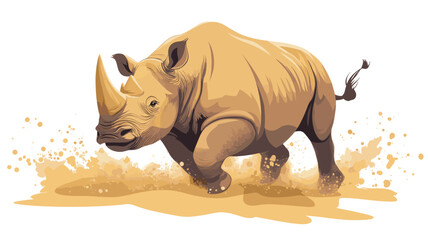 Fototapeta premium Charging Rhinoceros Illustration