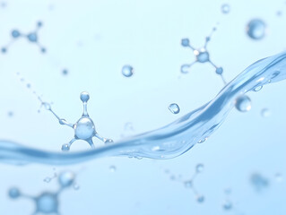 Cosmetic moisturizing water molecular essence liquid bubble background 3d rendering