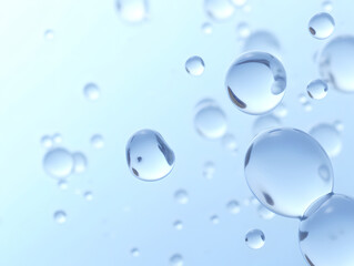 Cosmetic moisturizing water molecular essence liquid bubble background 3d rendering